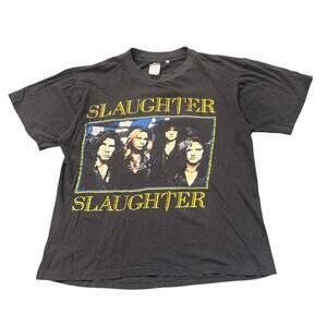 Vintage Slaughter 1990 Single Stitch Faded Band Tee Fits S/M